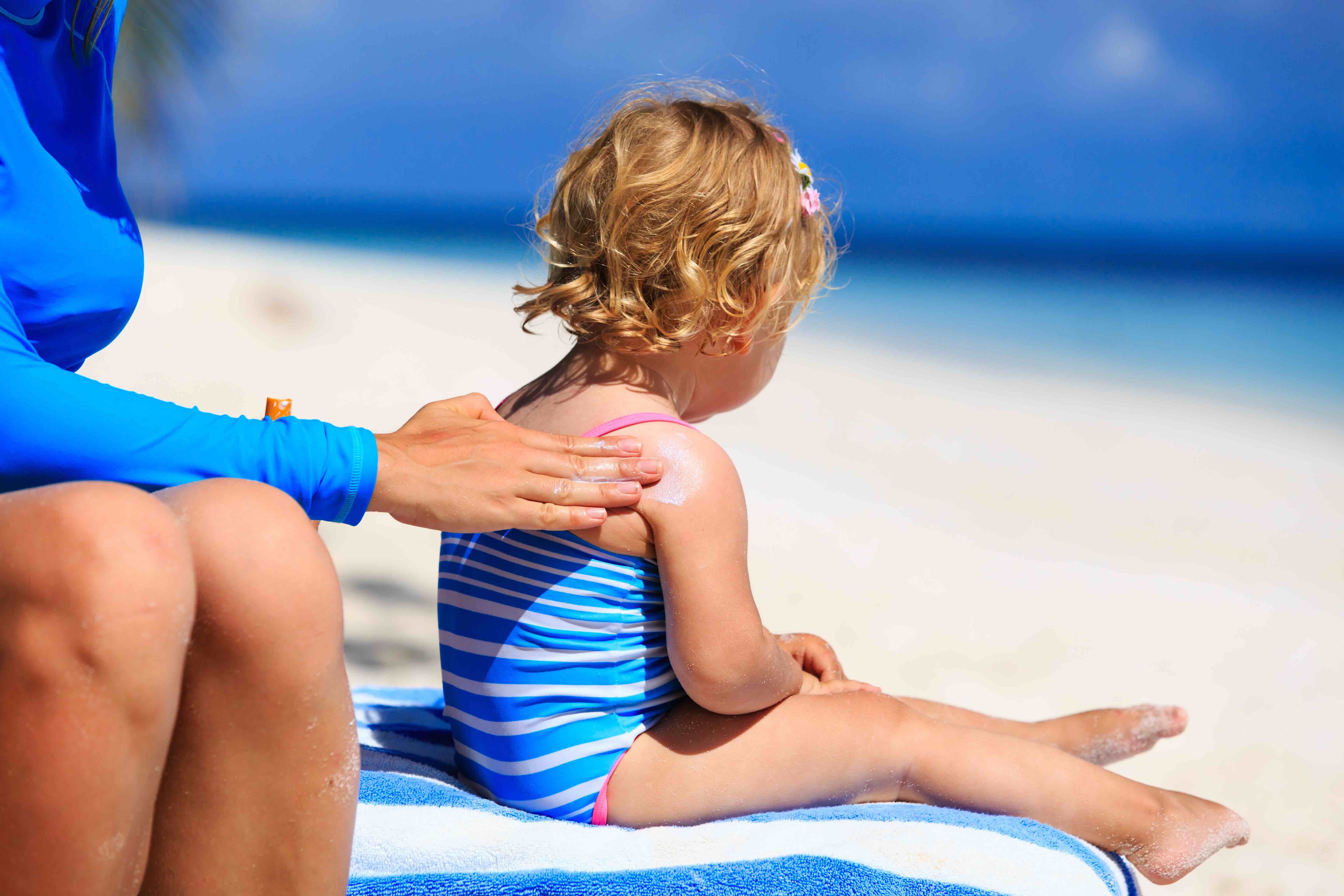 Child with sunscreen 